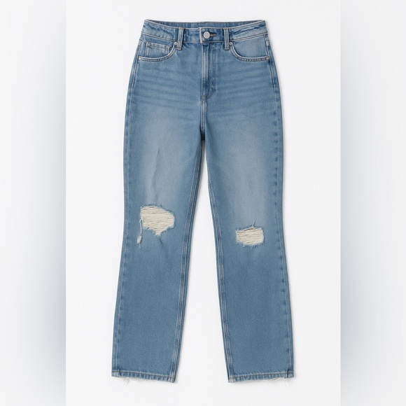 Tinseltown Light Blue Distressed Straight Leg Jeans - Picture 1 of 11